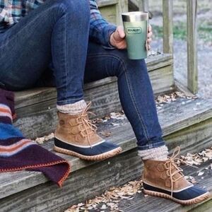 Sorel Waterproof Ankle Winter Boot 10.5 Sneaker Lace Up Rubber Brown Out N About